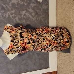 Dressbarn Orange & Black Floral Dress Size 12